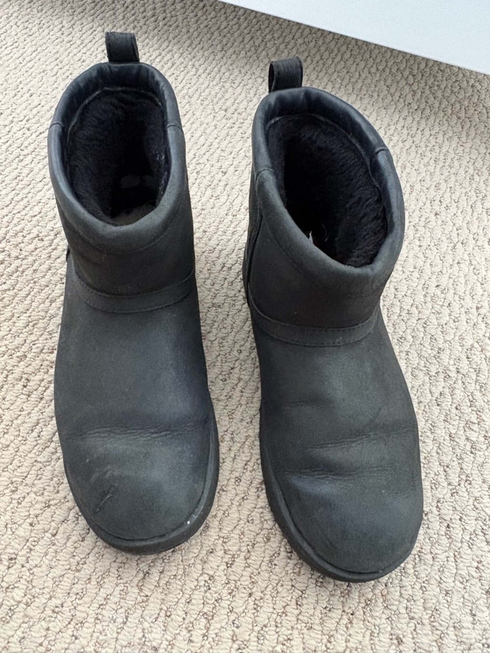 UGG Black Short Winter Boots waterproof leather